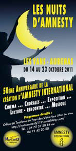 LES NUITS D'AMNESTY ARDECHE DU 14 AU 23 OCTOBRE 20