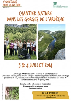 Chantier Nature dans les Gorges de l'Ardèche 2014