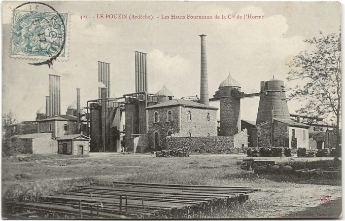 Carte postale ancienne - Le Pouzin (07) - Les Hauts Fourneaux de la Cie de l'Horme