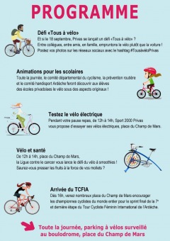 « Tous à vélo » à Privas le mardi 18 septembr