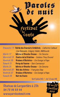 Festival de Contes Paroles de Nuit 2012 EN ARDÈCH