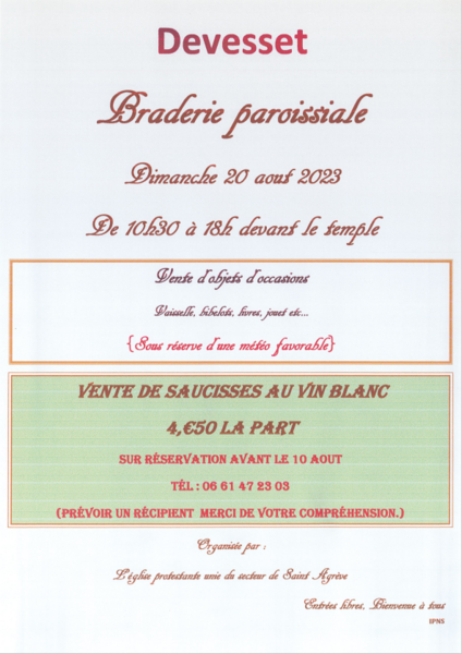 Braderie paroissiale - Devesset