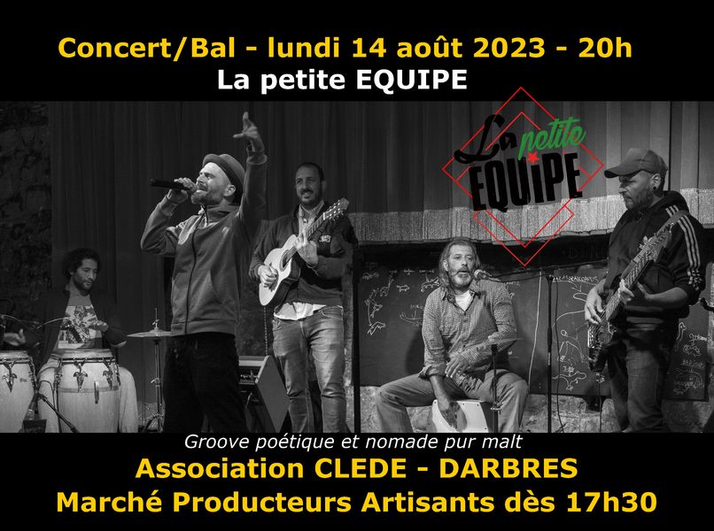 Concert de La Petite Équipe dans le cadre du marché de producteurs et artisans - Darbres