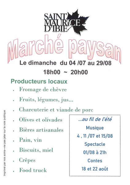 Marché de producteurs - Saint-Maurice-d'Ibie